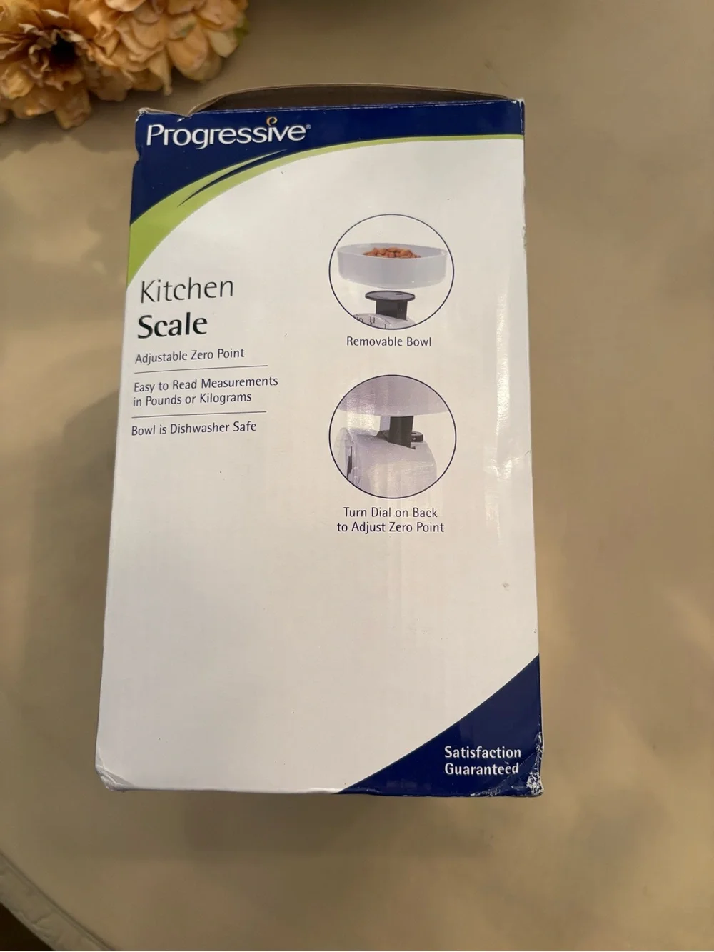Progressive White Kitchen Scale with Removable Bowl